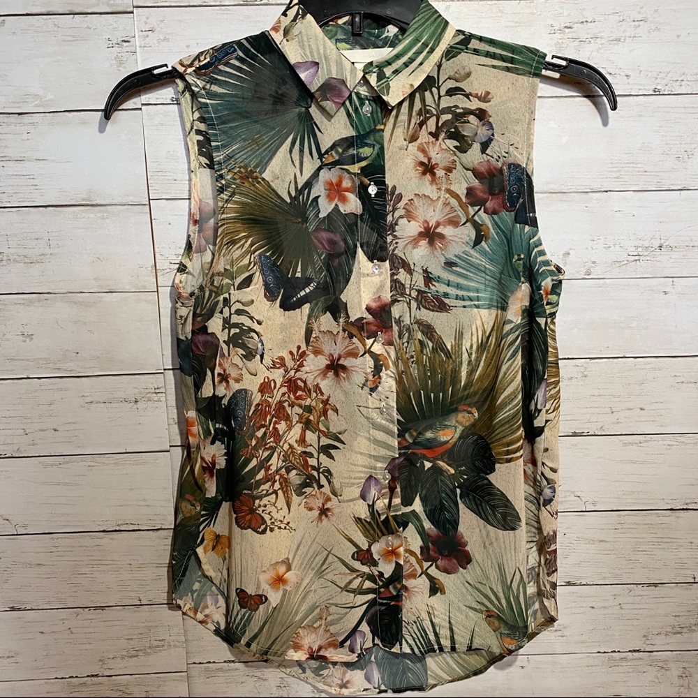 H&M Floral Sleeveless Button-Up Blouse Size 4